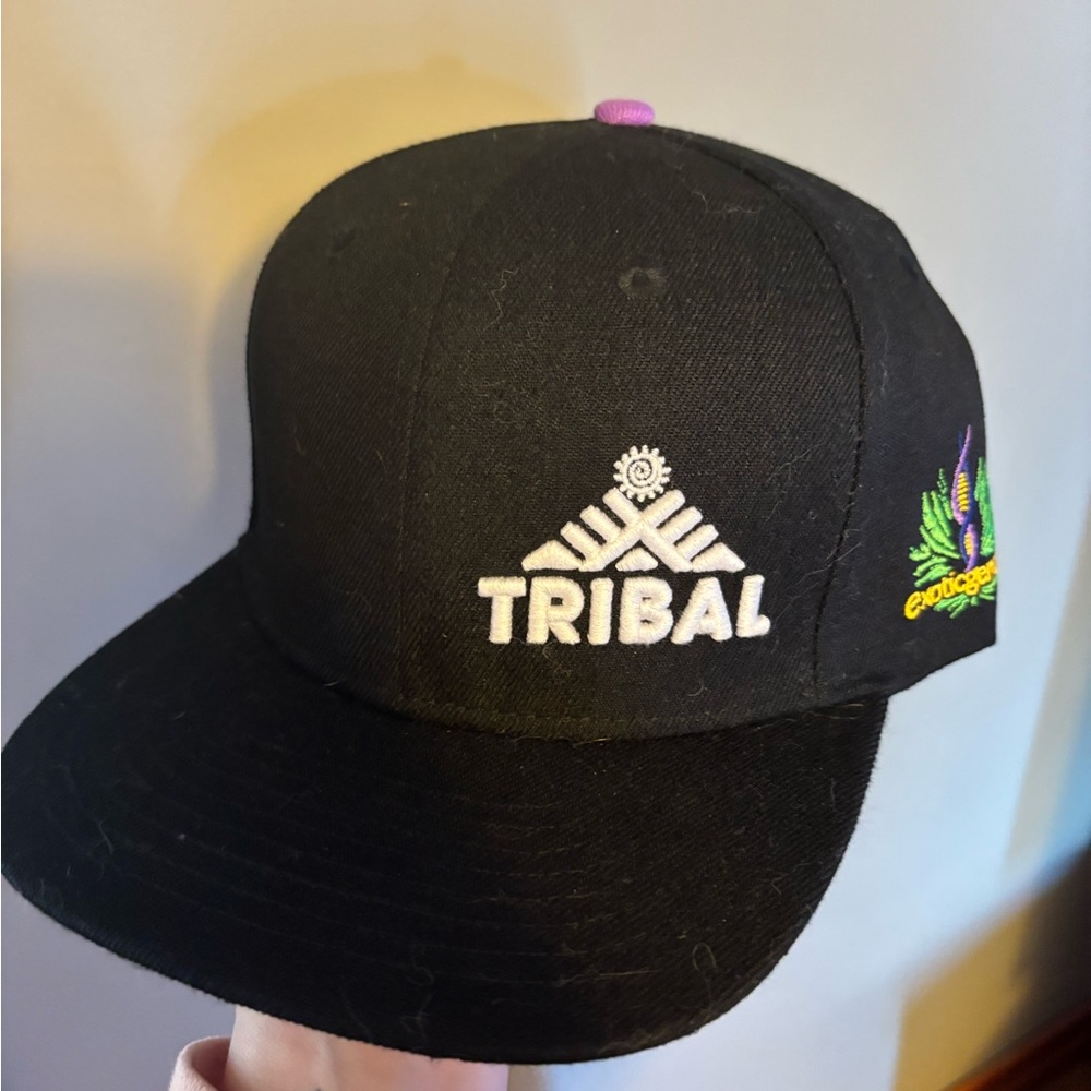 Tribal Black and Purple Flat Beak Snapback Cap